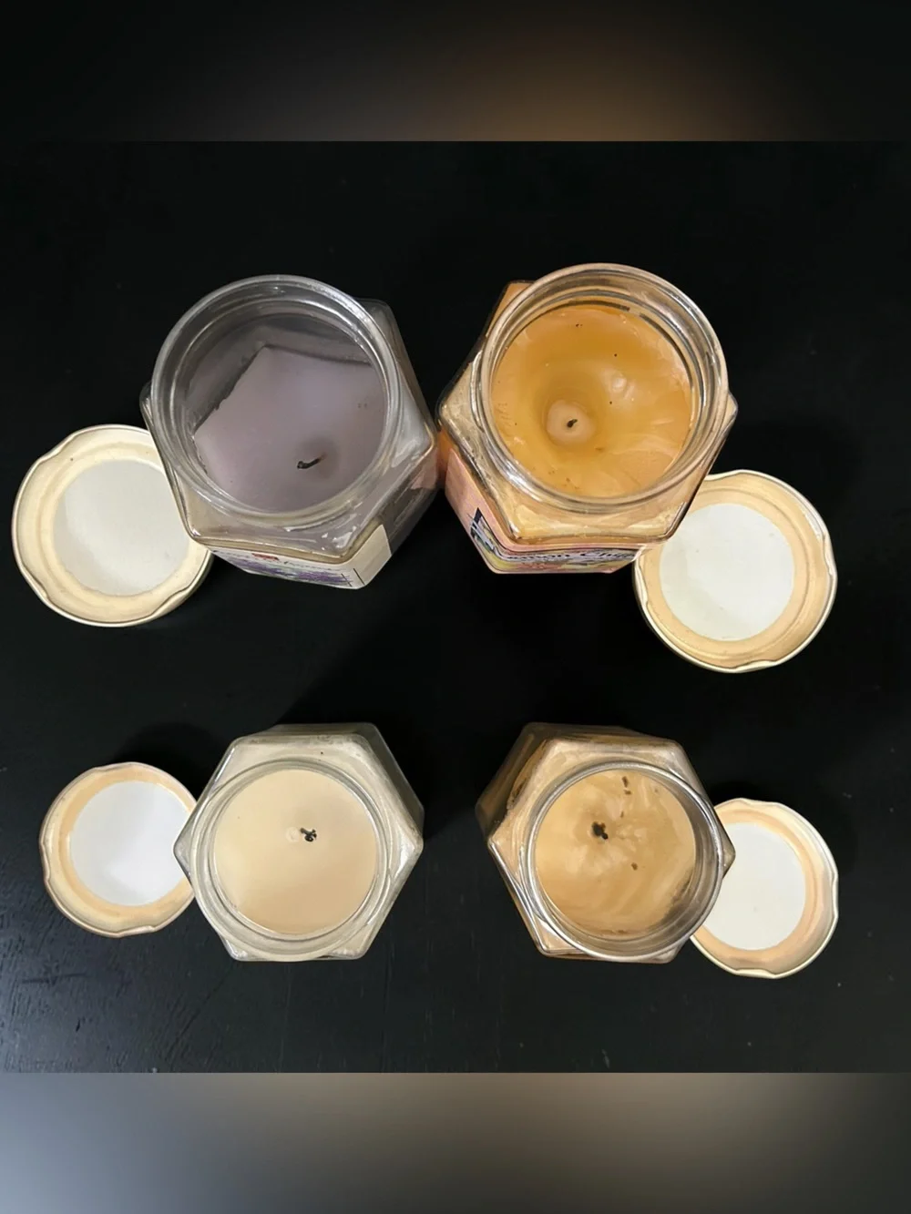 4 Vintage Home Interiors Scented Candle Lilac, Lemon Chiffon Honeydew Cookie